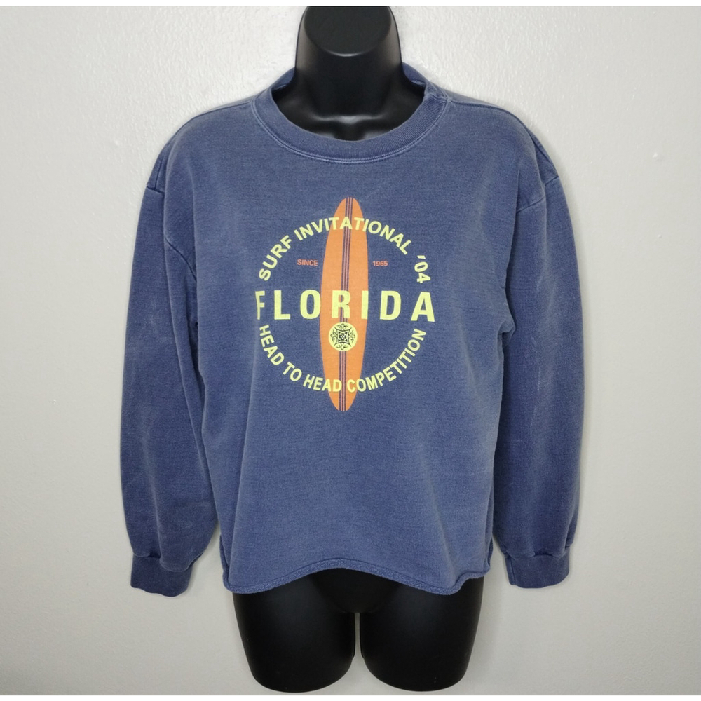 VTG Breezin' Up Kids Surf Girl's Size XL Sweatshirt USA Cropped Surfer Girl